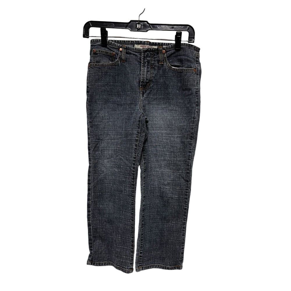 Paris Blues Originals Women Size 5 Dark Wash Crosshatch Straight Leg Crop Jeans